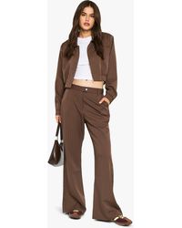 Boohoo - Pinstripe Slim Flare Tailored Trouser - Lyst