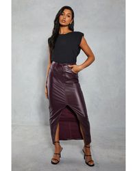 MissPap - Denim Coated Split Front Maxi Skirt - Lyst