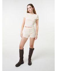 Pink Vanilla - Textured Stretch Mini Shorts - Lyst