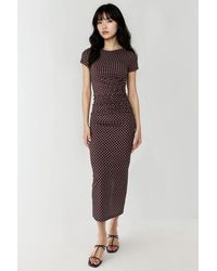 Hiccup - Leopardprint Aansluitend Maxijurkje Met Korte Mouwen - Lyst
