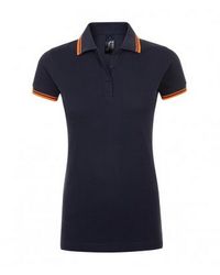Sol's - Ladies Pasadena Tipped Short Sleeve Pique Polo Shirt (French/Neon) - Lyst