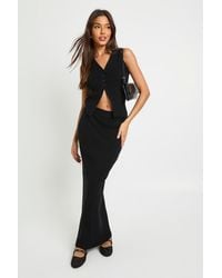 Boohoo - Petite Chunky Rib V Neck Knitted Waistcoat And Maxi Skirt Co-Ord - Lyst