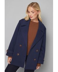 Wallis - Petite Mid Length Double Breasted Coat - Lyst