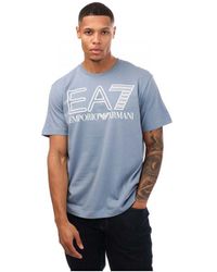 EA7 - Emporio Armani Logo Serie Oversized T-shirt In Blauw - Lyst