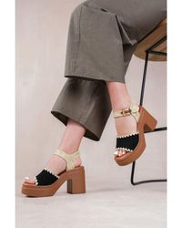 Where's That From - 'Wild' Cat Block Heel Sandal With Detailing - Lyst