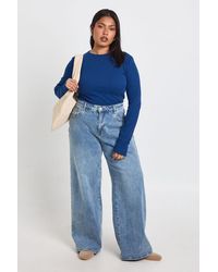 Boohoo - Plus Basic Rib Long Sleeve Fitted Longline Top - Lyst