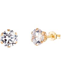The Jewellery Stockroom - 9Ct 6Mm Cubic Zirconia Stud Earrings - Lyst