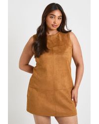 Boohoo - Plus Faux Suede A Line Mini Dress - Lyst