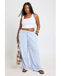 Boohoo - Plus Contrast Drawcord Stripe Wide Leg Trouser - Lyst