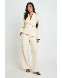 Boohoo - Premium Linen Look Wide Leg Tailored Trousers - Lyst