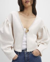 River Island - Cardigan Long Sleeve Button Detail Cotton - Lyst