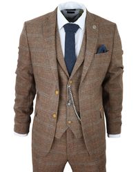 TruClothing - 3 Piece Wool Suit Tweed Herringbone Check Peaky Blinders Gatsby Canvas - Lyst