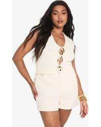 Boohoo - Plus Knitted Tie Detail Waistcoat - Lyst