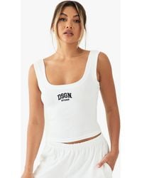 DSGN Studio - Collegiate Embroidered Rib Tank Tank Top - Lyst