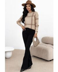 Azura Exchange - Karo-Muster Strickpullover Mit Fallenden Schultern - Lyst