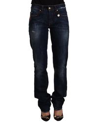 Gianfranco Ferré - Dark Washed Mid Waist Cotton Denim Straight Jeans Material_Cotton - Lyst