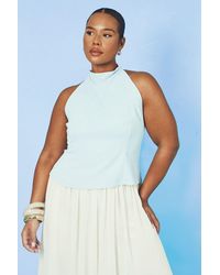 Boohoo - Plus Racer Neck Cinched Top - Lyst