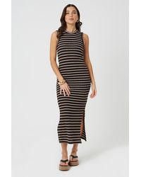 Brave Soul - Textured Jersey Sleeveless Stripe Maxi Dress - Lyst