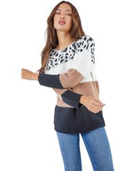 Roman - Animal Print Colour Block Jumper - Lyst
