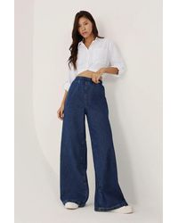 Hiccup - Elastic Waist Wide Leg Jeans - Lyst