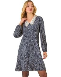 D.u.s.k - Lace Collar Spot Print Dress - Lyst