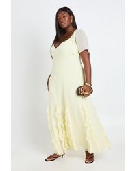 Boohoo - Plus Chiffon Puff Sleeve Ruffle Maxi Dress - Lyst
