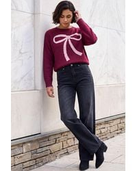 Roman - Contrast Stitch Bow Knit Jumper - Lyst