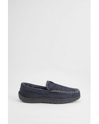 MAINE - Faux Fur Lined Moccasin Slippers Textile - Lyst