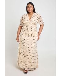 Boohoo - Plus Polka Dot Chiffon Ruched Waist Maxi Dress - Lyst