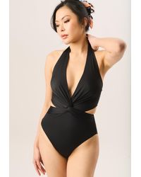 Gini London - Halter Twisted Cut Out Badeanzug - Lyst