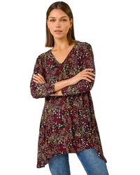 Roman - Disty Circle Print V-Neck Tunic - Lyst