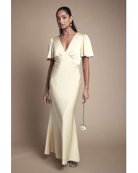 Oasis - Deep V Fluted Sleeve Maxi Bridesmaid Dress - Lyst