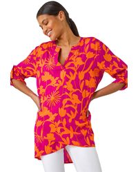Roman - Floral Wrap Hem Tunic Top - Lyst