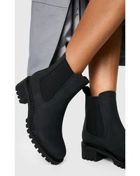 Boohoo - Chunky Chelsea Elastic Panel Ankle Boots - Lyst