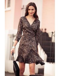 Sosandar - Leopard Print Wrap Dress - Lyst