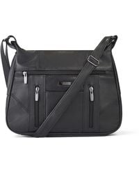 Woodland Leathers - Genuine Leather Handbag Multi Pocket Crossbody Bag - Lyst
