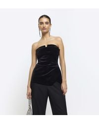 River Island - Bandeau Top Velvet Ruched - Lyst