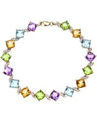 DIAMANT L'ÉTERNEL - 9ct Geelgouden Armband Met Diamant, Blauwe Topaas, Citrien, Peridoot En Amethist - Lyst