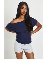 Boohoo - Off The Shoulder Ribbed Waist Top - Lyst