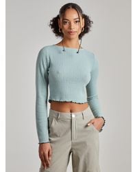 Pink Vanilla - Soft Wide Brushed Ribbed Long Sleeve Top - Lyst