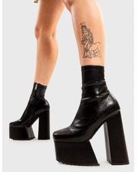 LAMODA - Ankle Boots Get Out Round Toe Platform High Heels With Zipper - Lyst