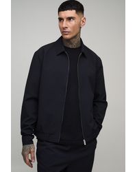 BoohooMAN - Tall Textured Woven Seersucker Zip Up Harrington Overshirt - Lyst