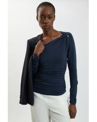 Karen Millen - Viscose Metal Clasp Detail Jersey Top - Lyst