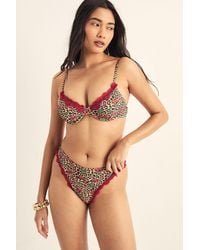 Nasty Gal - Leopard Cherry Print Contrast Lace Underwire Bikini Set - Lyst