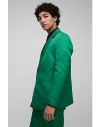 BoohooMAN - Straight Fit Cross Applique Suit Blazer - Lyst