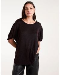 Blue Vanilla - Bubble Sleeve Metallic High Low Top - Lyst