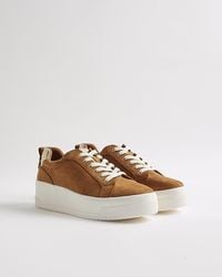 River Island - Flatform Trainers Faux Suede Sneakers - Lyst