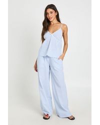 Boohoo - Stripe Bow Detail Cami & Wide Leg Trouser Co-Ord - Lyst