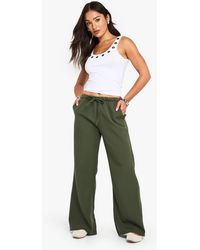 Boohoo - Petite Woven Elasticated Waist Straight Leg Pants - Lyst