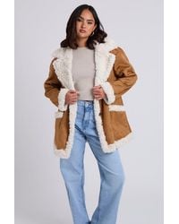 Urban Bliss - Suede Bonded Mid Length Coat - Lyst